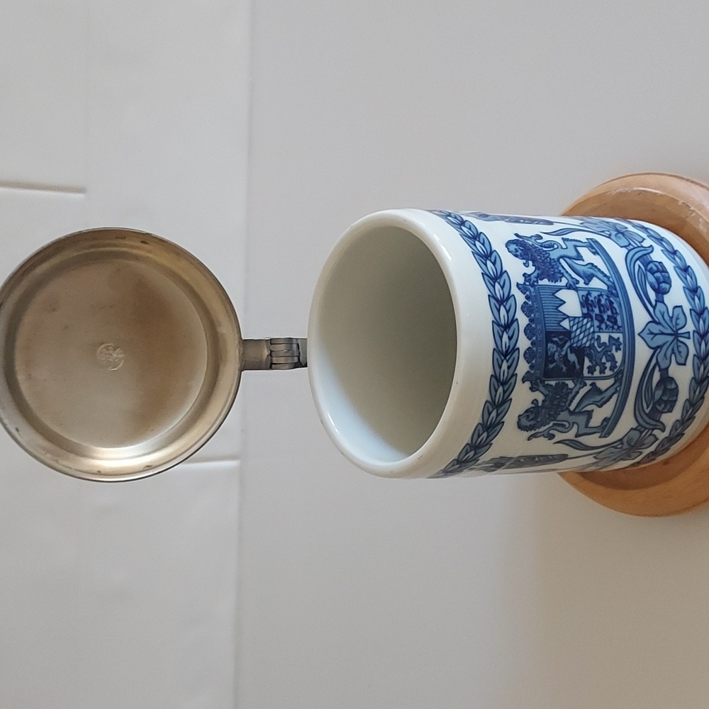 Vintage German Porcelain Beer Stein With Pewter Lid - Schönwald Germany - Picture 6 of 17